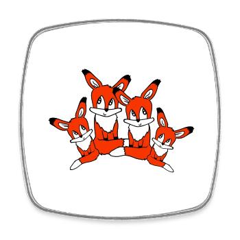 4 Renards Famille Quatre Parents Enfants Maman Papa Mignon - Magnet carré - blanc - Devant
