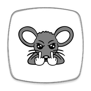 Mouse Nasty Angry Frustrated Aggressive Middle Finger - Square fridge magnet - white - Front