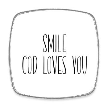 Sourire Dieu vous aime - Magnet carré - blanc - Devant