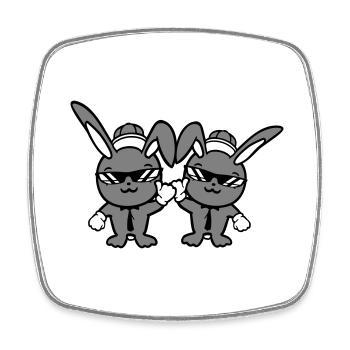 2 Bunnies Sunglasses Cappy Tie Beanie Friends - Square fridge magnet - white - Front