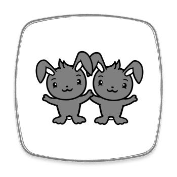 2 Bunnies Friends Team Crew Couple Two Lucky - Square fridge magnet - white - Front
