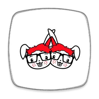 2 Bunnies Nerds Geek Hornglasses Équipe Amis Crew - Magnet carré - blanc - Devant