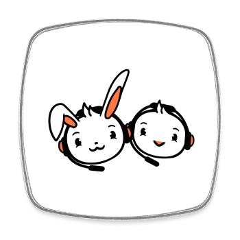 Bunny Bird Chick 2 Gamer Gaming Play Headset - Square fridge magnet - white - Front