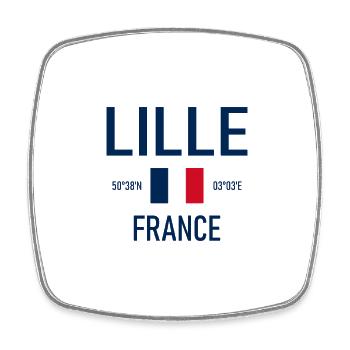 Lille - France - Frankreich - Flagge - Koordinaten - Viereckiger Kühlschrankmagnet - Weiß - Vorne