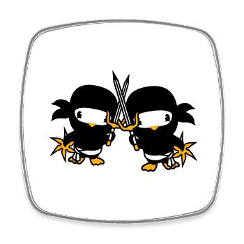 2 Birds Ninja Fighter Assassin Sword Ninja Star - Square fridge magnet - white - Front