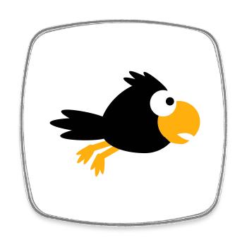 Rabe Vogel fliegt schnel cool lustig Cartoon Humor - Viereckiger Kühlschrankmagnet - Weiß - Vorne
