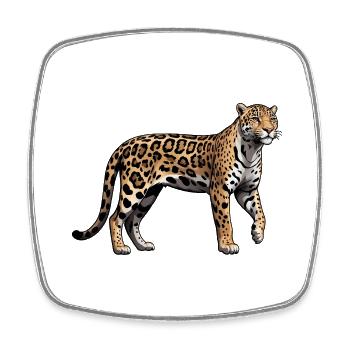 Léopard - Autocollant Animal - Magnet carré - blanc - Devant
