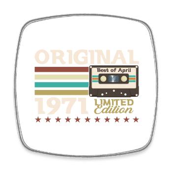 Cassette 55ème Anniversaire Légende Avril Vintage 71 - Magnet carré - blanc - Devant