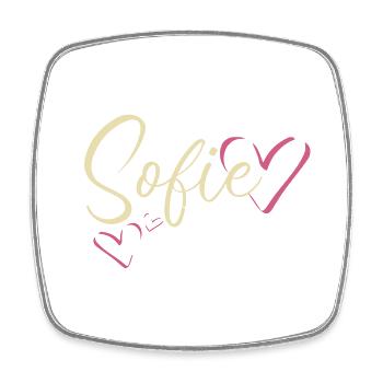 Sofie Surname First name Calligraphy Heart - Square fridge magnet - white - Front