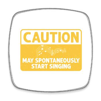 Caution May Spontaneously Start Singing Singer Kar - Viereckiger Kühlschrankmagnet - Weiß - Vorne