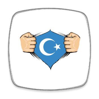 Conception du drapeau ouïghour - Magnet carré - blanc - Devant