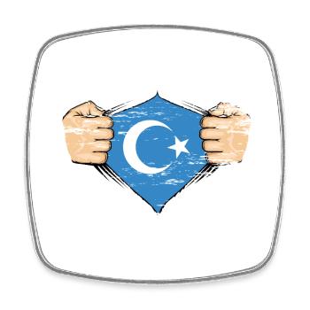 Uyghur flag design used - Square fridge magnet - white - Front