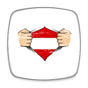 Design du drapeau autrichien utilisé - Magnet carré - blanc - Devant