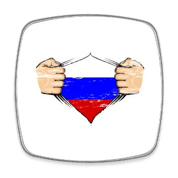Conception du drapeau de la Russie utilisée - Magnet carré - blanc - Devant