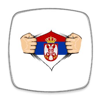 Serbien Flagge Design - Viereckiger Kühlschrankmagnet - Weiß - Vorne