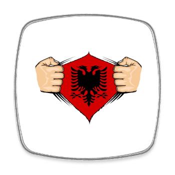 Albanien Flagge Design - Viereckiger Kühlschrankmagnet - Weiß - Vorne