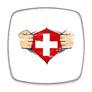 Drapeau suisse utilisé - Magnet carré - blanc - Devant