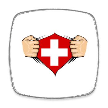 Schweiz Flagge Design - Viereckiger Kühlschrankmagnet - Weiß - Vorne