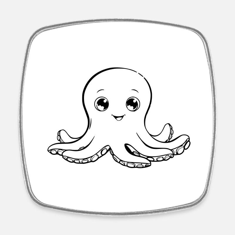 Cute okotpus as vector illustration - Square fridge magnet - white