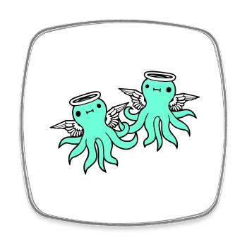 2 Oktopus Engel Team Freunde Flügel Heiligenschein - Viereckiger Kühlschrankmagnet - Weiß - Vorne