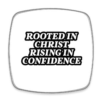Rooted in Christ – Rising in Confidence | Faith St - Viereckiger Kühlschrankmagnet - Weiß - Vorne