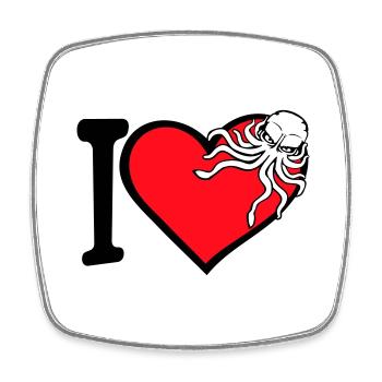 Ich liebe Oktopus Herz I Love Herz Symbol Logo süß - Viereckiger Kühlschrankmagnet - Weiß - Vorne