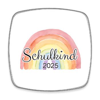 Schulkind Regenbogen bunt - Viereckiger Kühlschrankmagnet - Weiß - Vorne