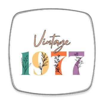 Vintage 1977 florale - Magnet carré - blanc - Devant