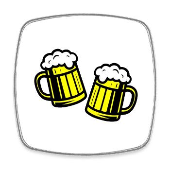 Verre à bière, cheers symbole bière - Magnet carré - blanc - Devant