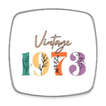 Vintage 1973 florale - Magnet carré - blanc - Devant
