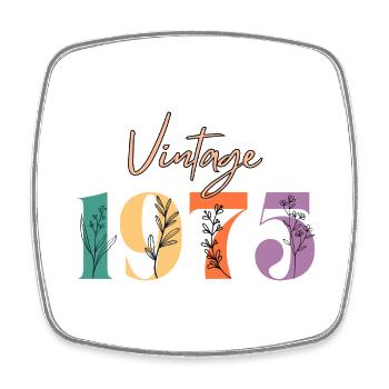 Vintage 1975 florale - Magnet carré - blanc - Devant