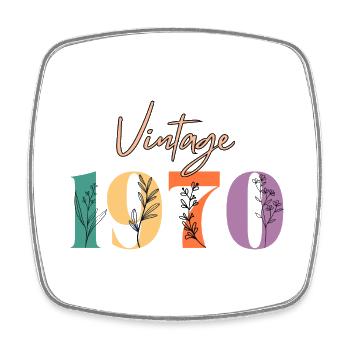 Vintage 1970 florale - Magnet carré - blanc - Devant