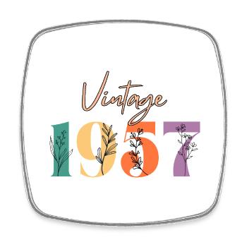 Vintage 1957 Floral - Square fridge magnet - white - Front