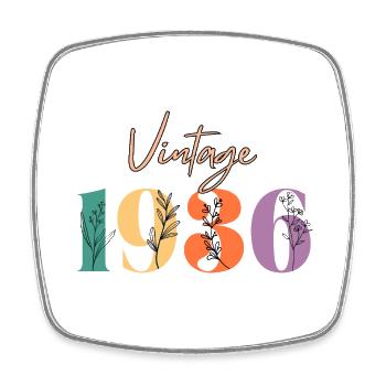 Vintage 1936 Floral - Square fridge magnet - white - Front
