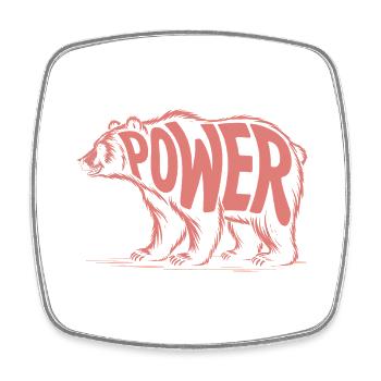 Ours - Logo d’animal cool - Magnet carré - blanc - Devant