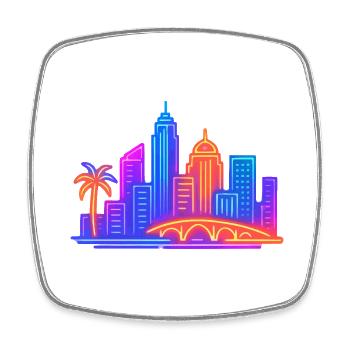 Skyline City City - Square fridge magnet - white - Front