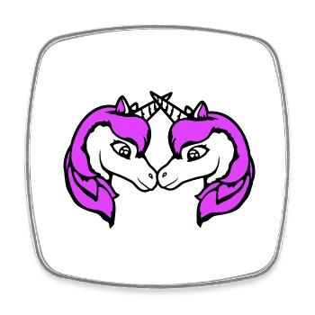 2 Unicorns Team Pair Horns Friends Welcome Cute - Square fridge magnet - white - Front