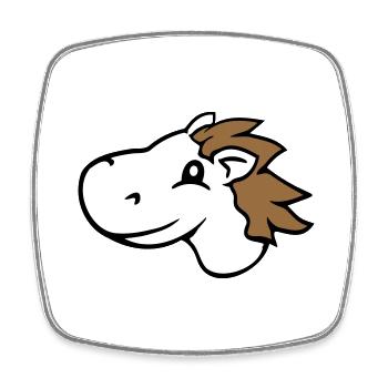 Pferd Süß Pony Fohlen Schnell Reiten Comic Reiter - Viereckiger Kühlschrankmagnet - Weiß - Vorne
