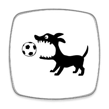 Hund frisst Ball - Viereckiger Kühlschrankmagnet - Weiß - Vorne