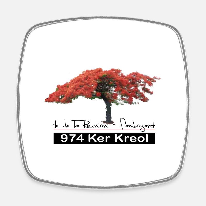 Flamboyant 974 Ker Kreol - Square fridge magnet - white