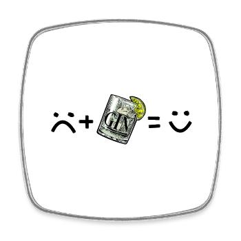 Sad Me (sad) + Gin Tonic = Happy Me - Square fridge magnet - white - Front