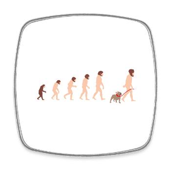 Die Evolution des Mensch Mann mit French Bulldog - Viereckiger Kühlschrankmagnet - Weiß - Vorne