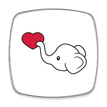 elephant head heart love give in love sitting - Square fridge magnet - white - Front
