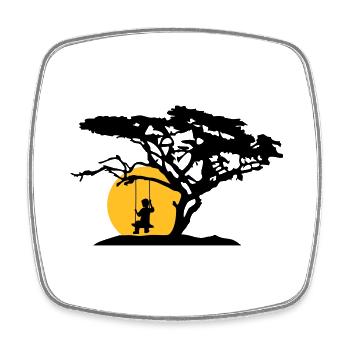soleil silhouette arbre afrique savane trauri solitaire - Magnet carré - blanc - Devant