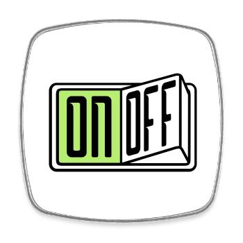 on off schalter taste button einschalten ausschalt - Viereckiger Kühlschrankmagnet - Weiß - Vorne