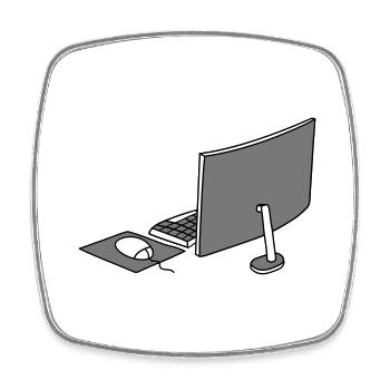 mouse keyboard screen home office office working - Square fridge magnet - white - Front