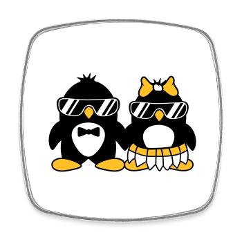 pingouin couple amour paerchen amoureux lunettes de soleil - Magnet carré - blanc - Devant