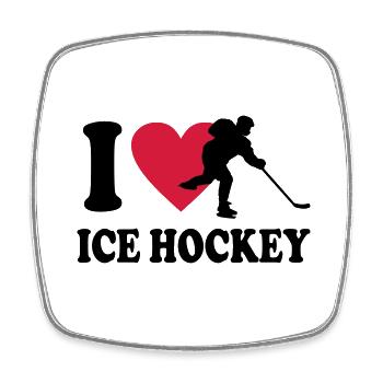 Eishockey - Viereckiger Kühlschrankmagnet - Weiß - Vorne