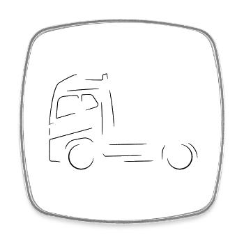 Silhouette de camion - Magnet carré - blanc - Devant