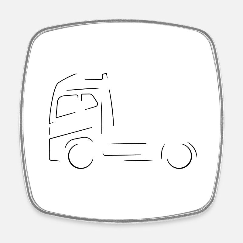 Silhouette de camion - Magnet carré - blanc